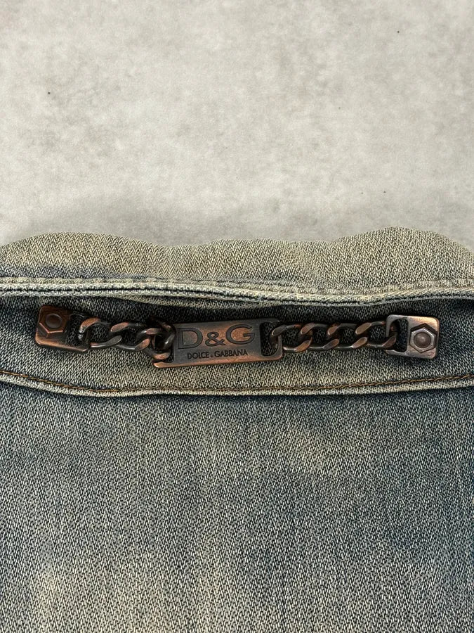 AW2003 Dolce & Gabbana Blue Faded Denim Jacket YSBYgfU 7