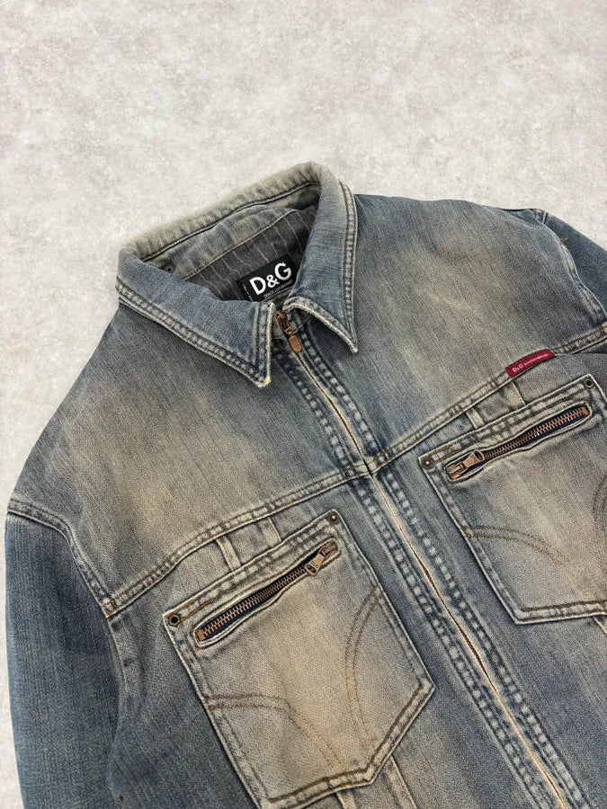 AW2003 Dolce & Gabbana Blue Faded Denim Jacket YSBYgfU 4