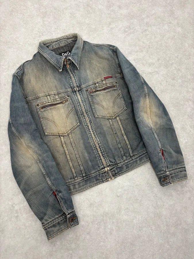 AW2003 Dolce & Gabbana Blue Faded Denim Jacket YSBYgfU 3