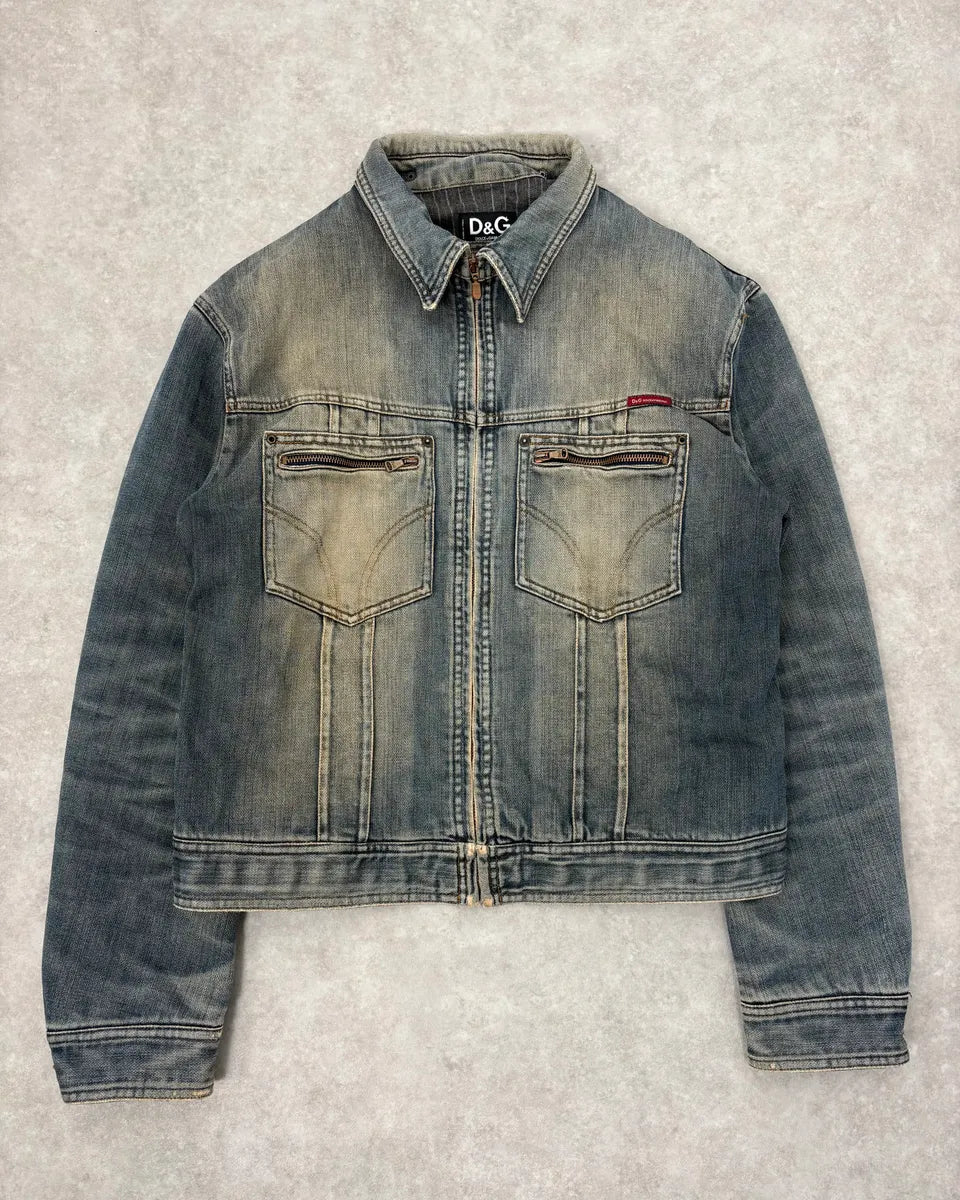 AW2003 Dolce & Gabbana Blue Faded Denim Jacket YSBYgfU 0