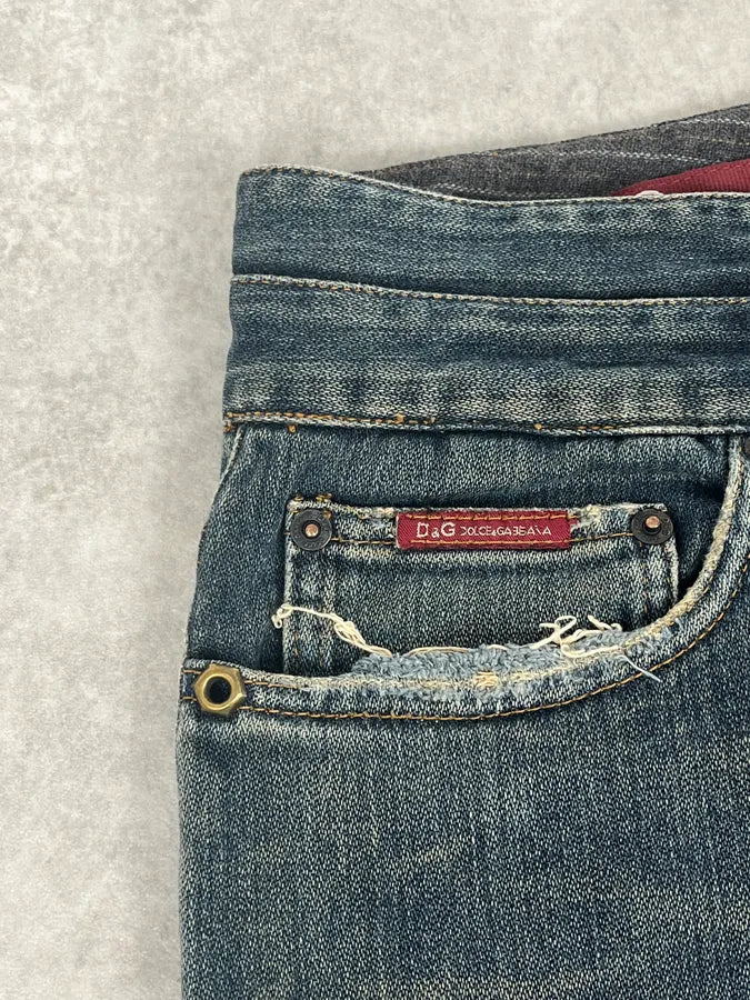 AW2003 Dolce & Gabbana Blue Faded Denim Jeans KFvVrFl 8