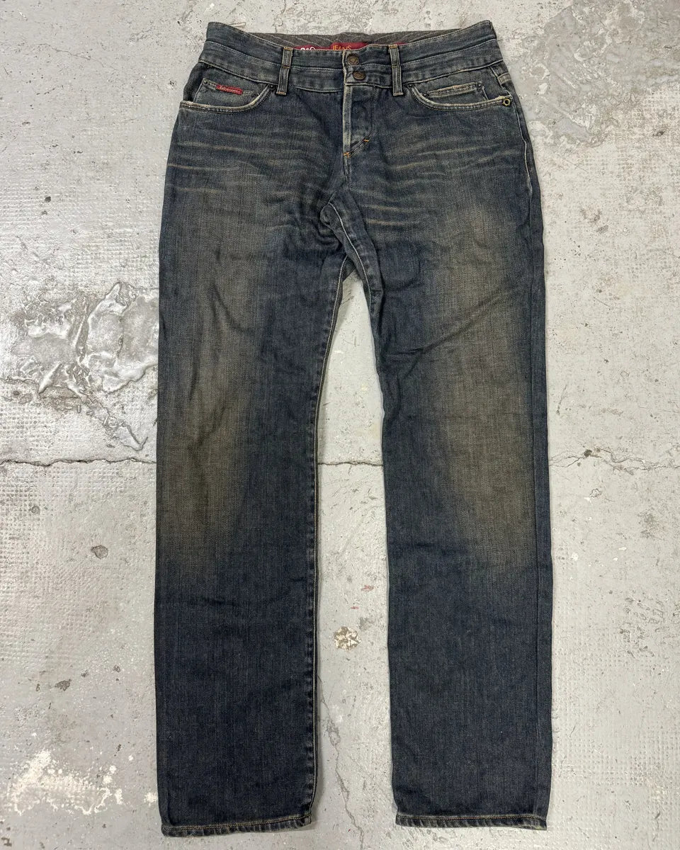 AW2003 Dolce & Gabbana Blue Faded Double Waisted Jeans (M) 0