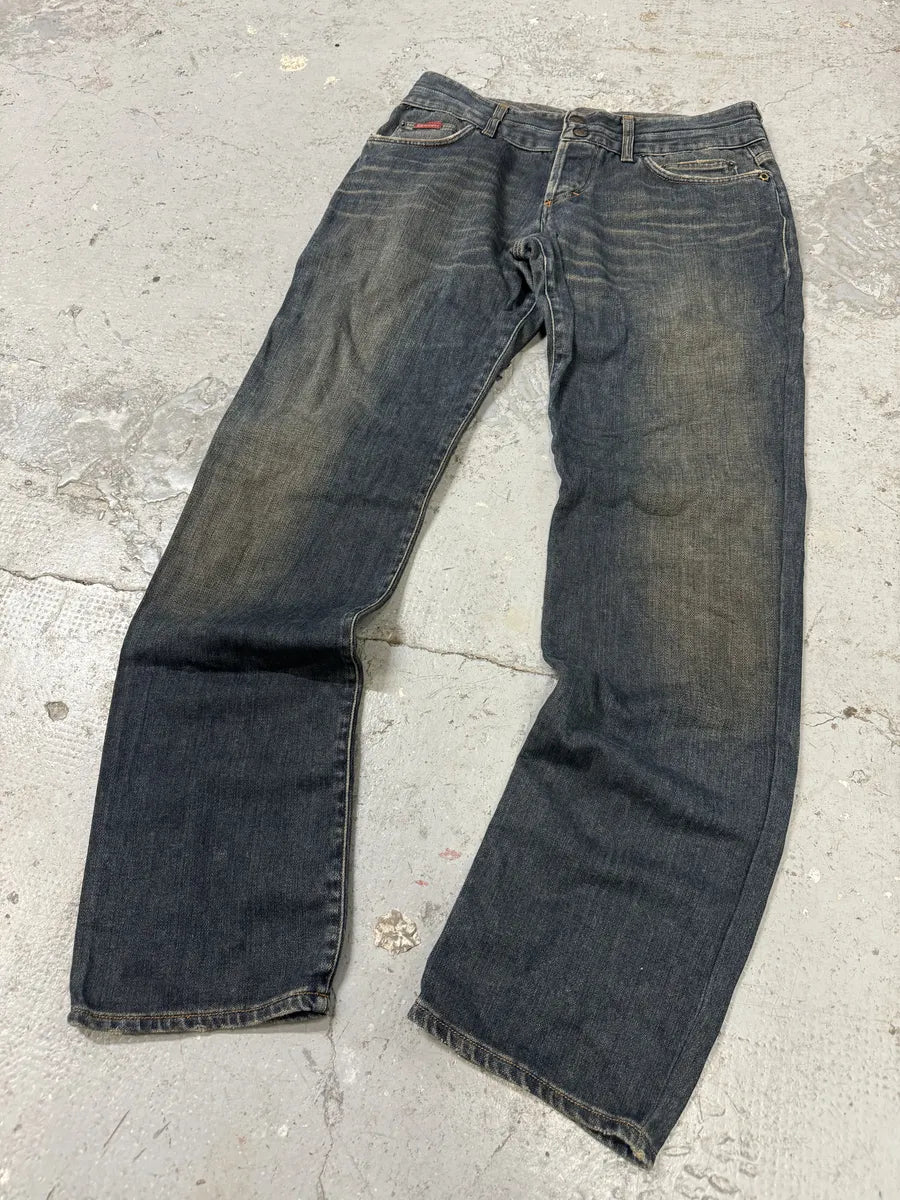 AW2003 Dolce & Gabbana Blue Faded Double Waisted Jeans (M) 4