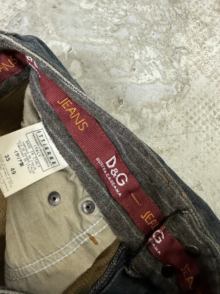 AW2003 Dolce & Gabbana Blue Faded Double Waisted Jeans (M) 5