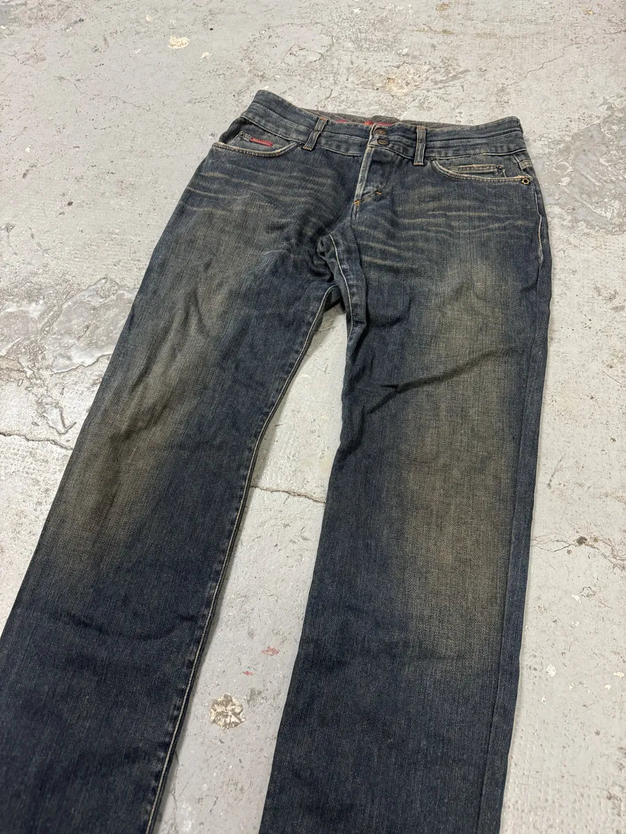AW2003 Dolce & Gabbana Blue Faded Double Waisted Jeans (M) 8