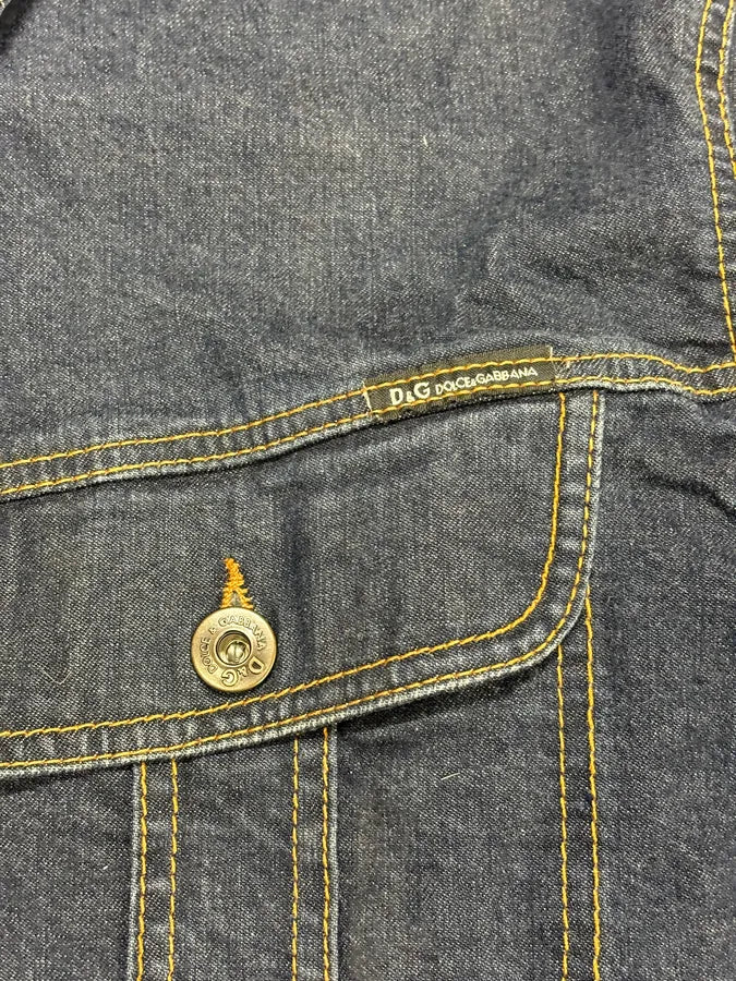 AW2003 Dolce & Gabbana Blue Cropped Worker Buttoned Denim Jacket WpDGjbS 5