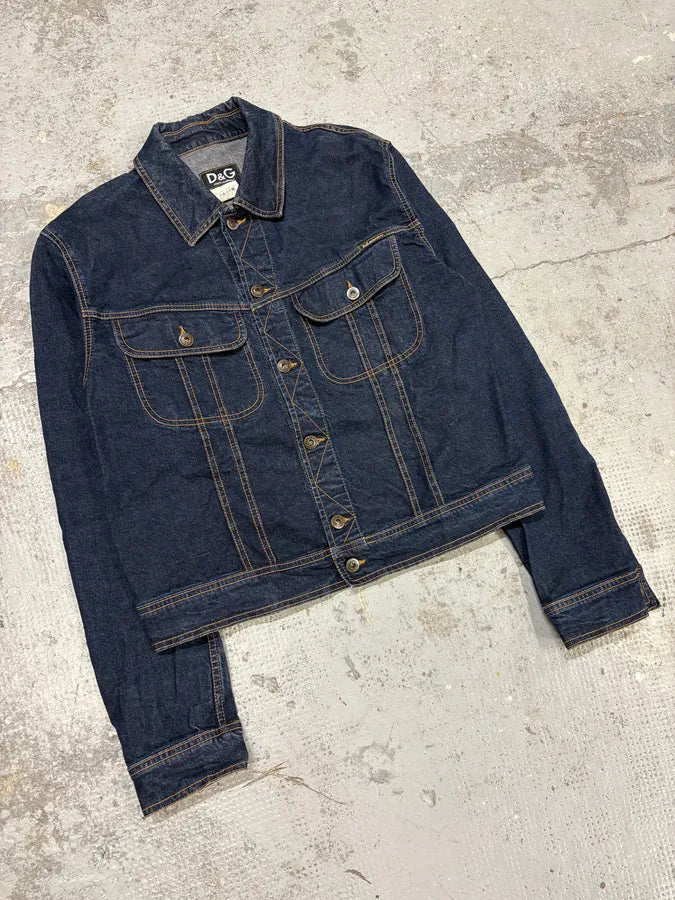 AW2003 Dolce & Gabbana Blue Cropped Worker Buttoned Denim Jacket WpDGjbS 1