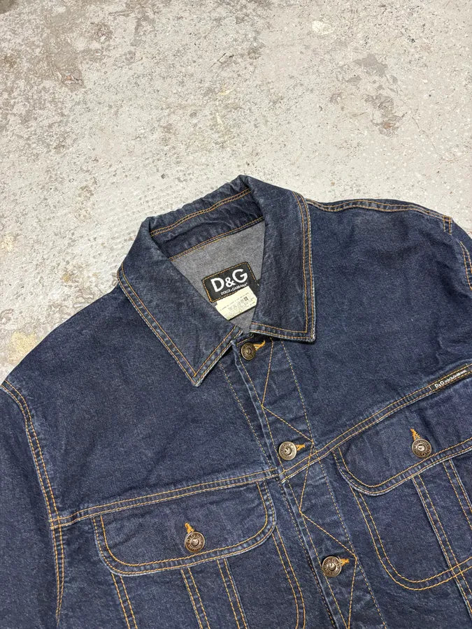 AW2003 Dolce & Gabbana Blue Cropped Worker Buttoned Denim Jacket WpDGjbS 2