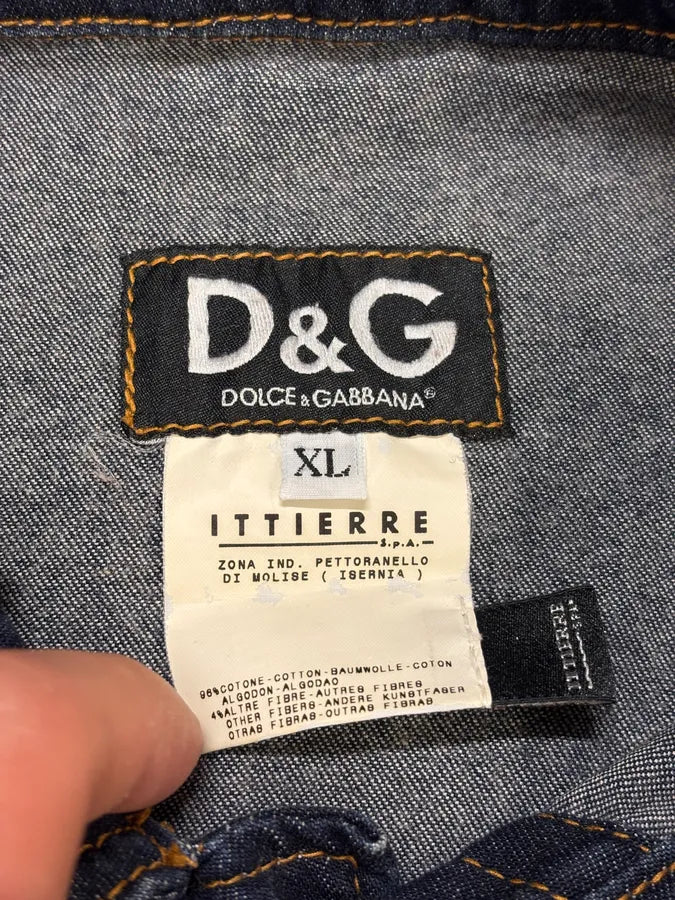 AW2003 Dolce & Gabbana Blue Cropped Worker Buttoned Denim Jacket WpDGjbS 6