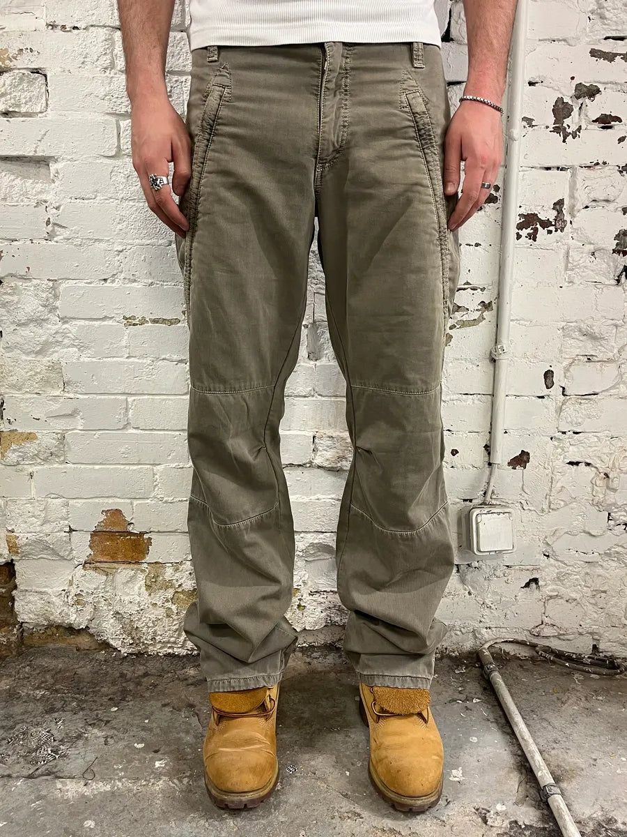 AW2003 Dolce & Gabbana Bondage Military Khaki Green Pants FKczfpU 0