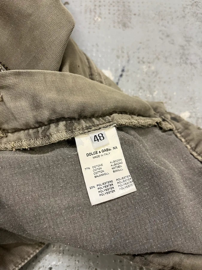 AW2003 Dolce & Gabbana Bondage Military Khaki Green Pants FKczfpU 12