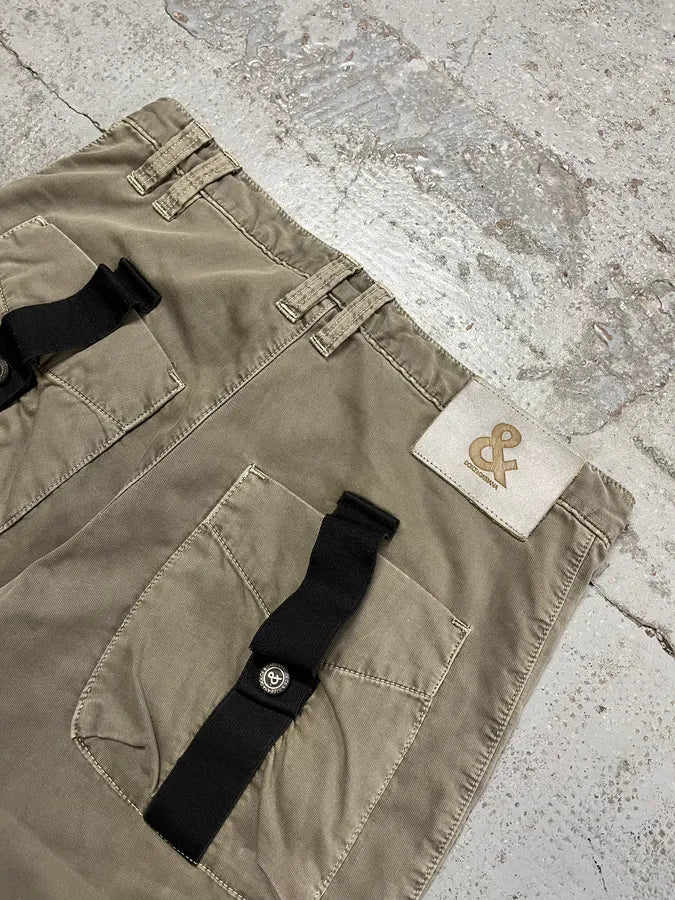 AW2003 Dolce & Gabbana Bondage Military Khaki Green Pants FKczfpU 8