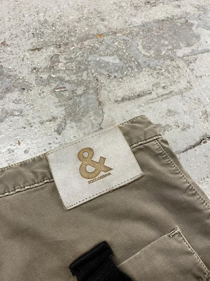 AW2003 Dolce & Gabbana Bondage Military Khaki Green Pants FKczfpU 9