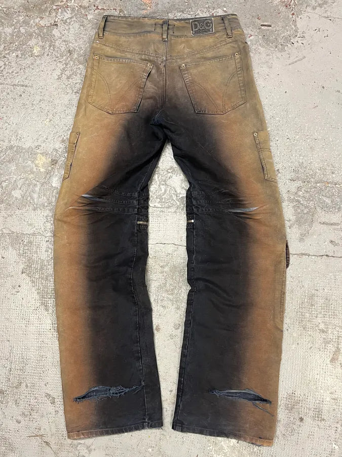 AW2003 Dolce & Gabbana Bronze Gradient Double Waist Cargo Pants mKjcZEN 6