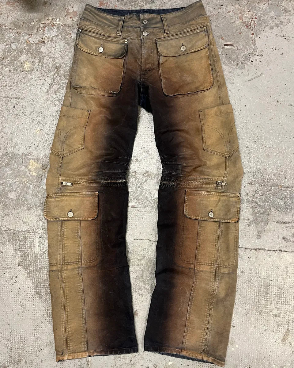 AW2003 Dolce & Gabbana Bronze Gradient Double Waist Cargo Pants mKjcZEN 1