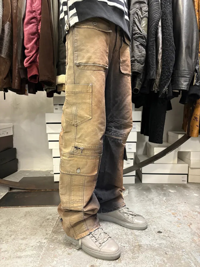 AW2003 Dolce & Gabbana Bronze Gradient Double Waist Cargo Pants mKjcZEN 2
