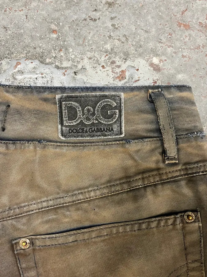 AW2003 Dolce & Gabbana Bronze Gradient Double Waist Cargo Pants mKjcZEN 7