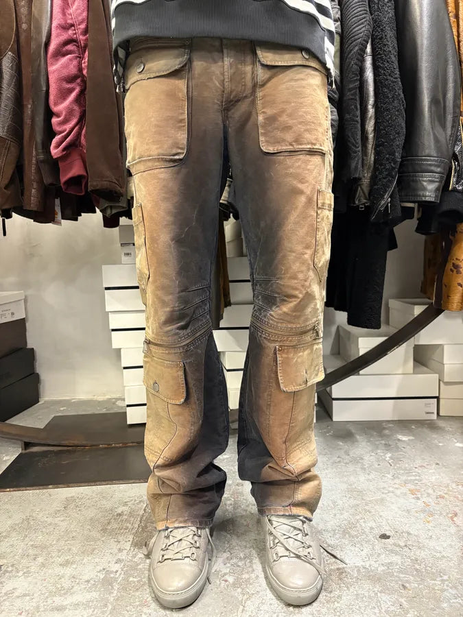 AW2003 Dolce & Gabbana Bronze Gradient Double Waist Cargo Pants mKjcZEN 0