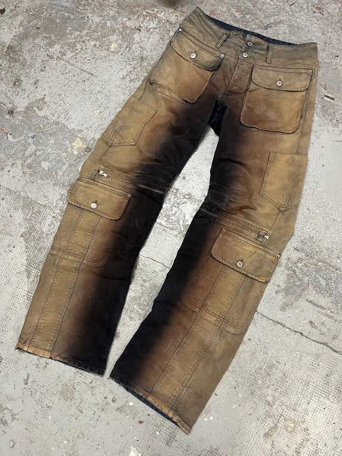 AW2003 Dolce & Gabbana Bronze Gradient Double Waist Cargo Pants mKjcZEN 4