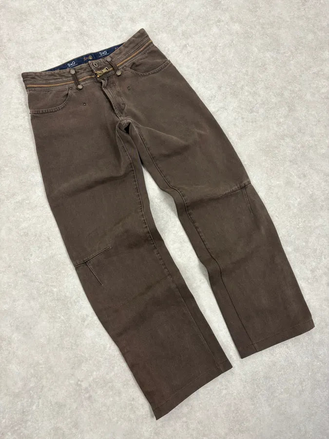 AW2003 Dolce & Gabbana Brown Detachable Waist Zip Pants NeOcbFz 4