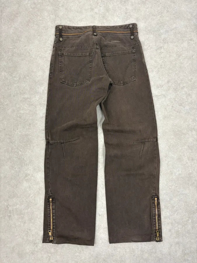 AW2003 Dolce & Gabbana Brown Detachable Waist Zip Pants NeOcbFz 7