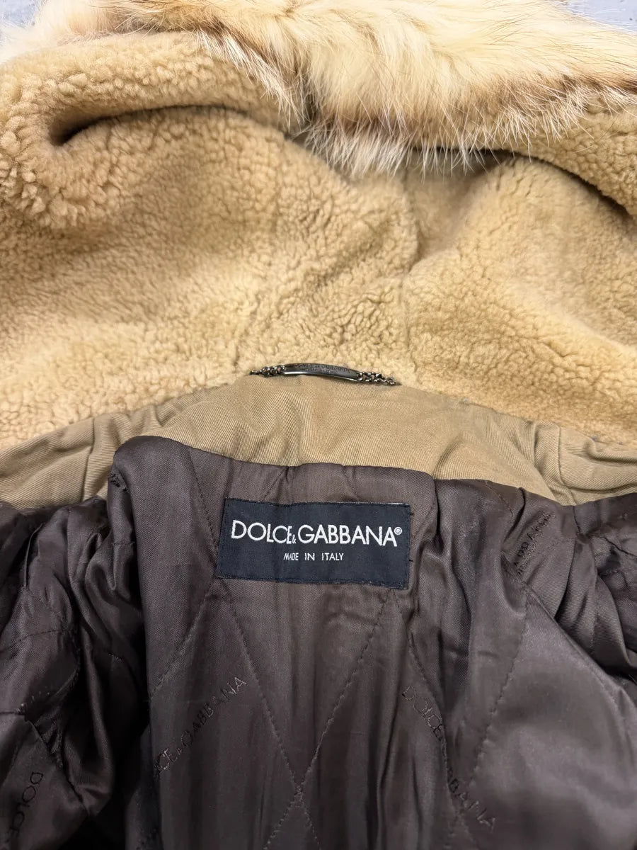 AW2003 Dolce & Gabbana Brown Fur Hooded Buffalo Leather Jacket mQqYCDv 6