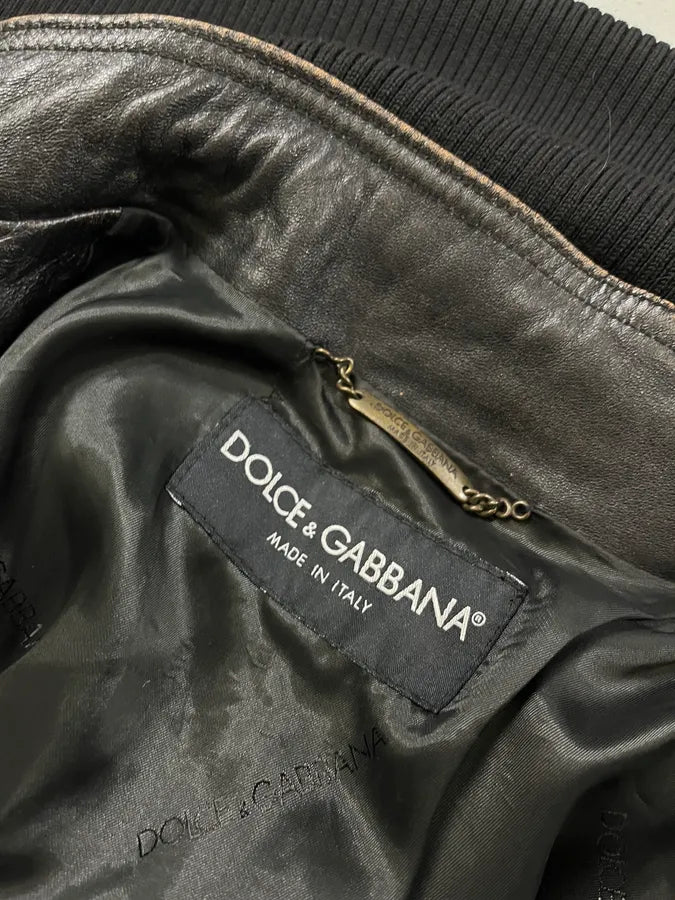 AW2003 Dolce & Gabbana Brown Horse Leather Zip Detachables Sleeves Jacket QKiOULJ 14