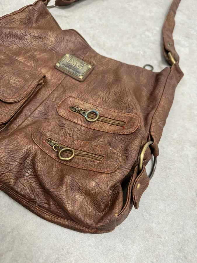 AW2003 Dolce & Gabbana Brown Leather Shoulder Bag aFdJyLc 3