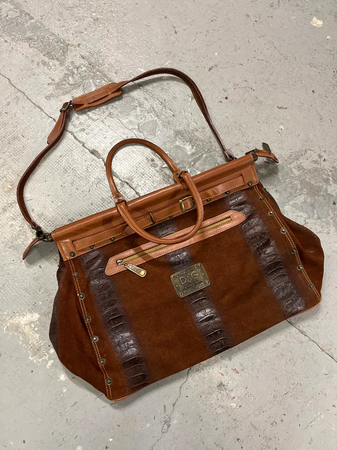 AW2003 Dolce & Gabbana Brown Python Effect Embossed Leather Crossbody Bag (OS) AaEjFen 0