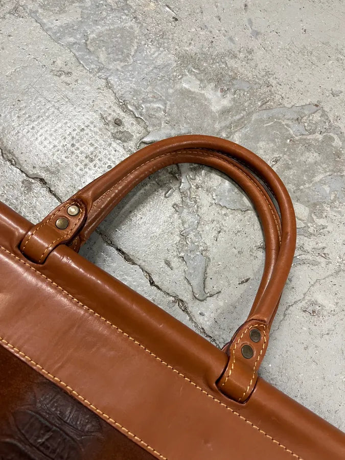 AW2003 Dolce & Gabbana Brown Python Effect Embossed Leather Crossbody Bag (OS) AaEjFen 10