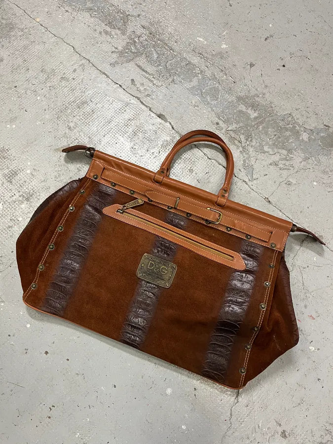 AW2003 Dolce & Gabbana Brown Python Effect Embossed Leather Crossbody Bag (OS) AaEjFen 3