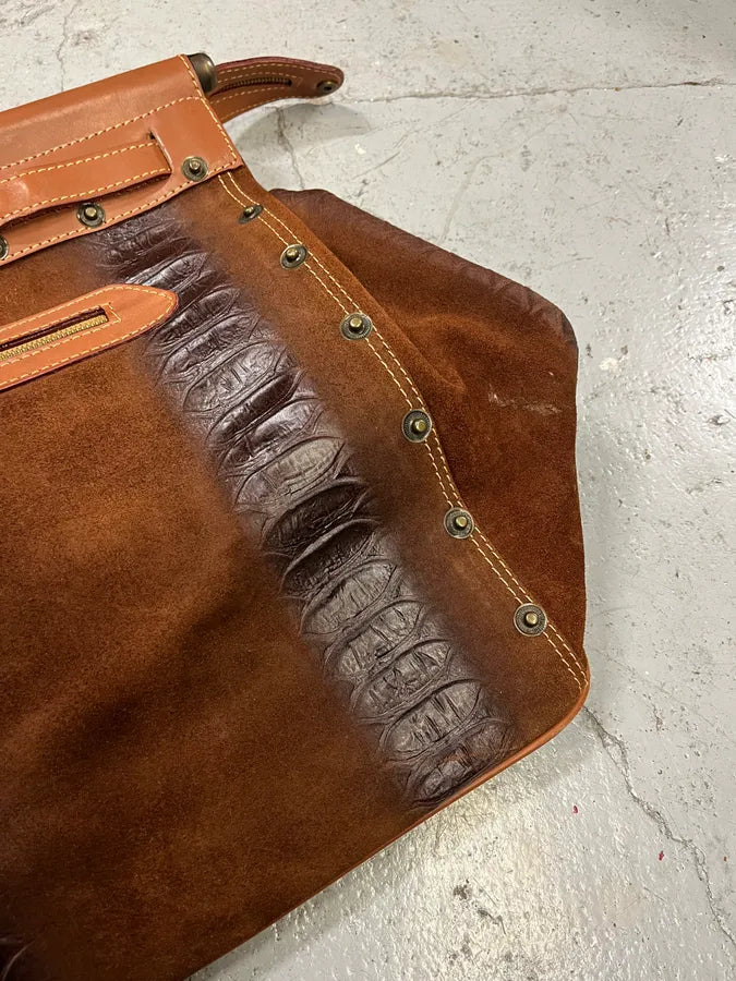 AW2003 Dolce & Gabbana Brown Python Effect Embossed Leather Crossbody Bag (OS) AaEjFen 4