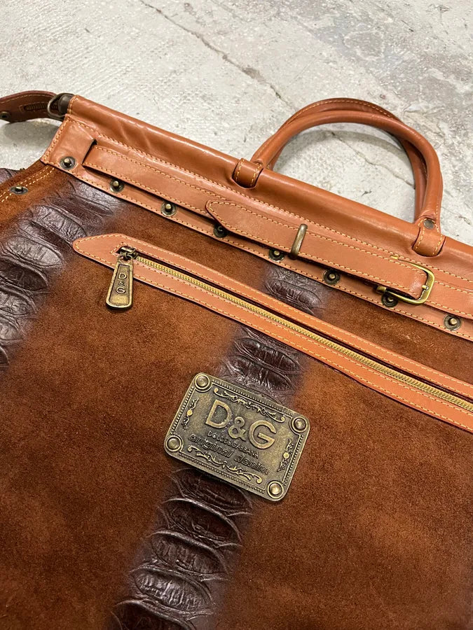 AW2003 Dolce & Gabbana Brown Python Effect Embossed Leather Crossbody Bag (OS) AaEjFen 5