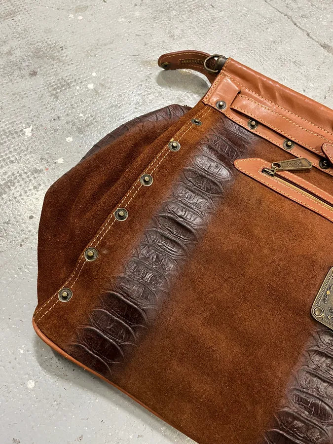 AW2003 Dolce & Gabbana Brown Python Effect Embossed Leather Crossbody Bag (OS) AaEjFen 6