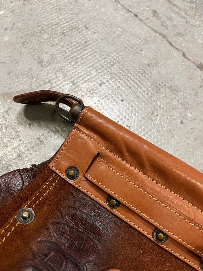 AW2003 Dolce & Gabbana Brown Python Effect Embossed Leather Crossbody Bag (OS) AaEjFen 7