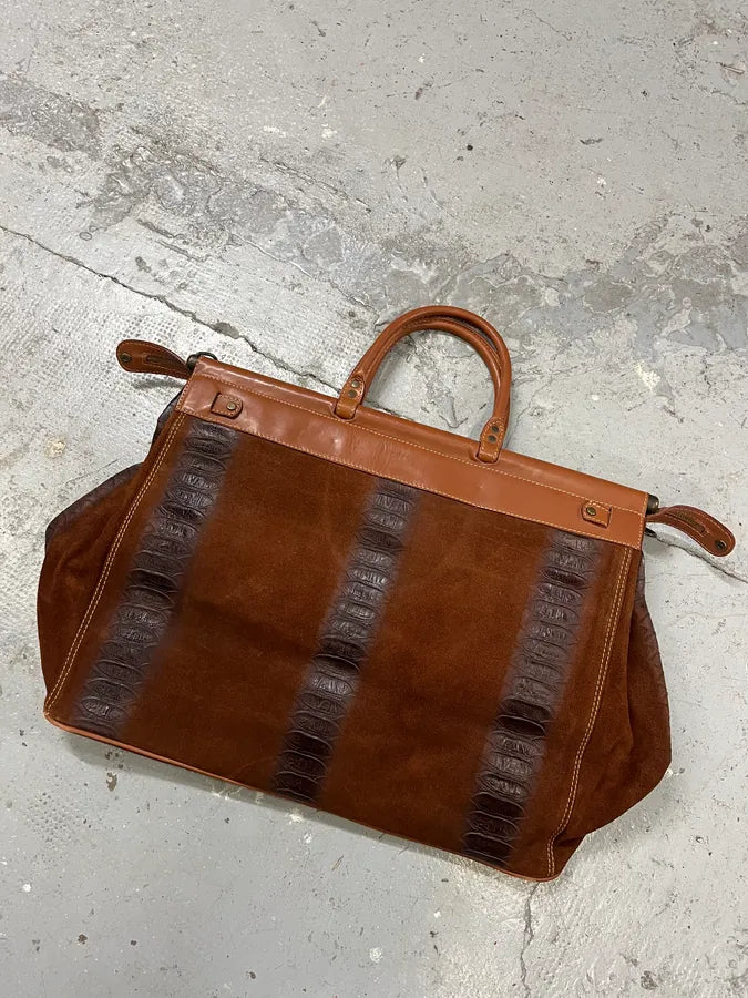 AW2003 Dolce & Gabbana Brown Python Effect Embossed Leather Crossbody Bag (OS) AaEjFen 9