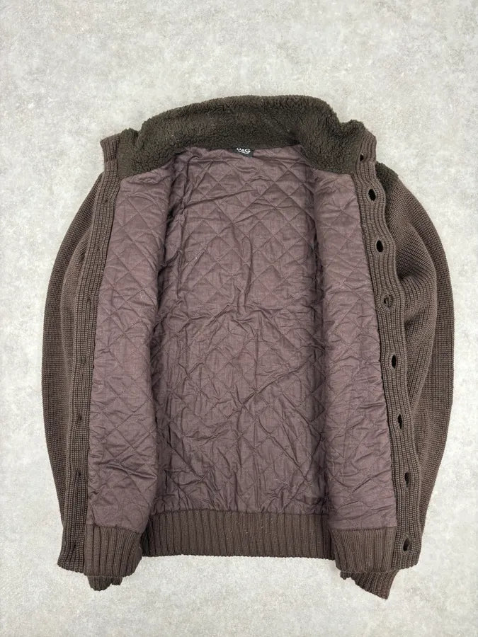 AW2003 Dolce & Gabbana Brown Wool Fleece Cardigan Jacket GoNpQMJ 6