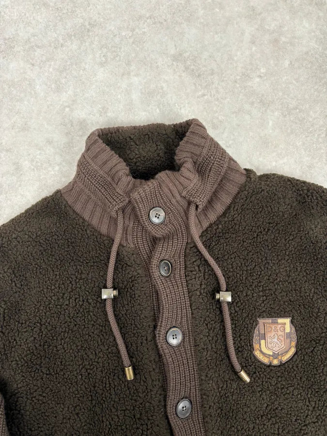 AW2003 Dolce & Gabbana Brown Wool Fleece Cardigan Jacket GoNpQMJ 3