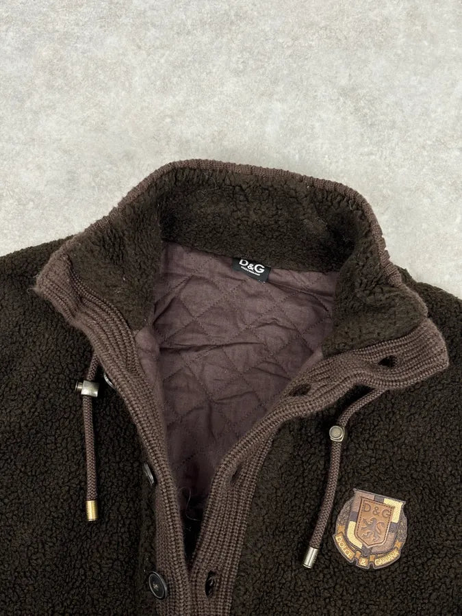 AW2003 Dolce & Gabbana Brown Wool Fleece Cardigan Jacket GoNpQMJ 7
