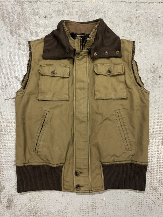 AW2003 Dolce & Gabbana Cargo Khaki Vest Jacket CJDSDIc 0