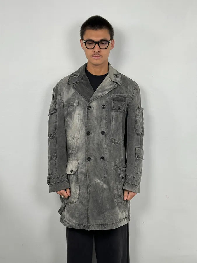 AW2003 Dolce & Gabbana Cargo Utility Pockets Faded Grey Jacket xvbJOVc 1