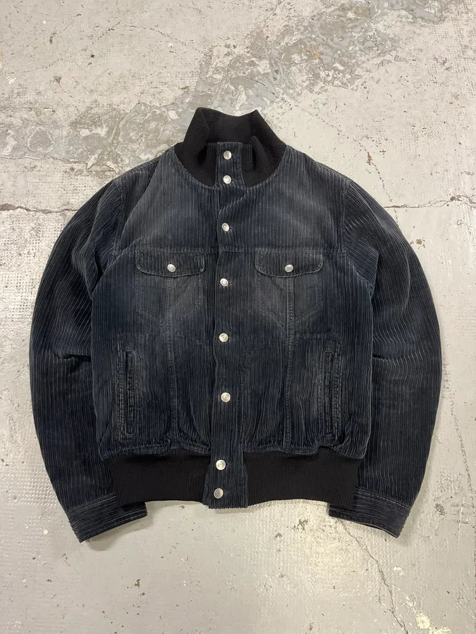 AW2003 Dolce & Gabbana Corduroy Buttoned Black Faded Jacket PrOZWUo 0