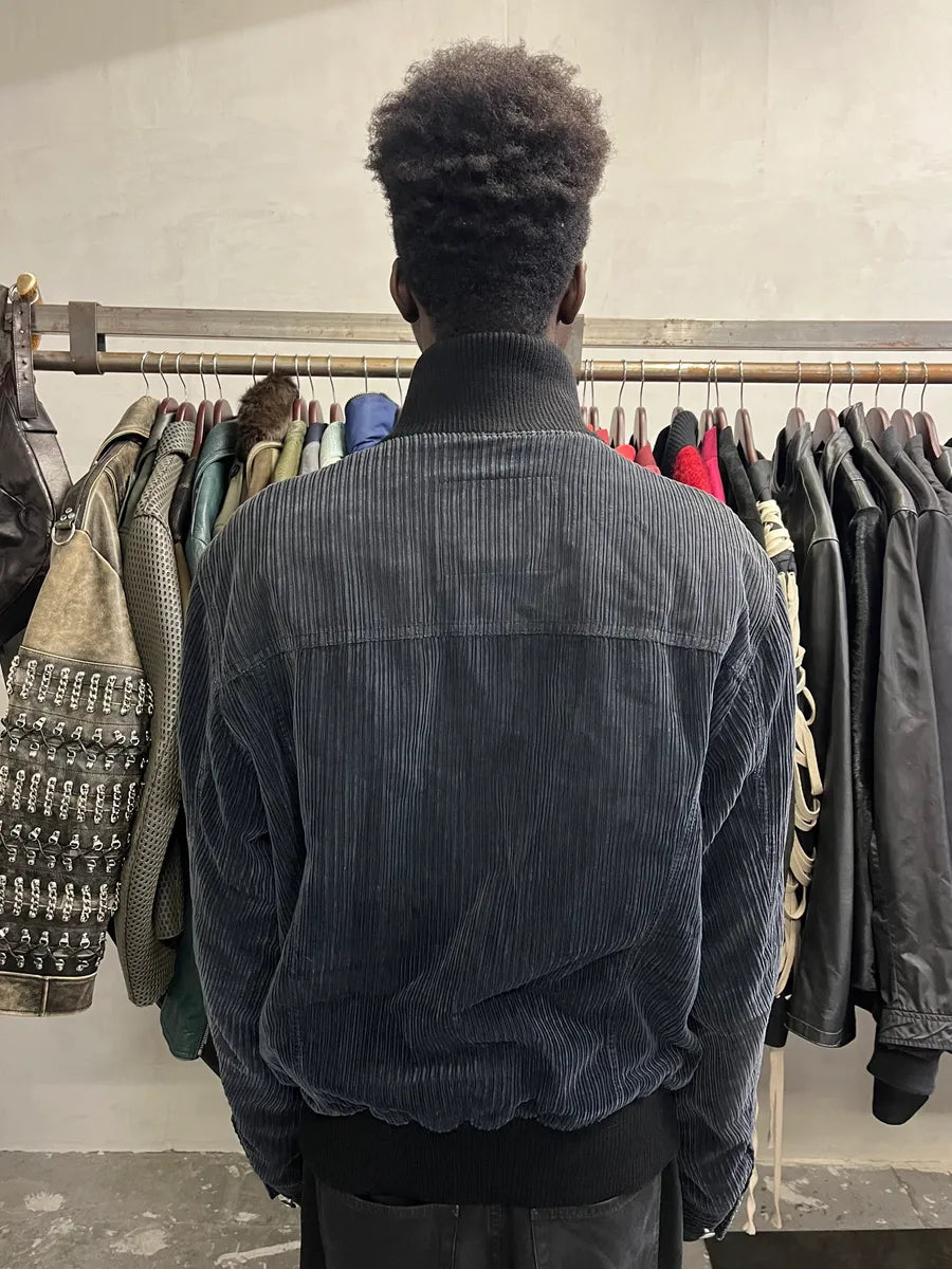 AW2003 Dolce & Gabbana Corduroy Buttoned Black Faded Jacket PrOZWUo 2