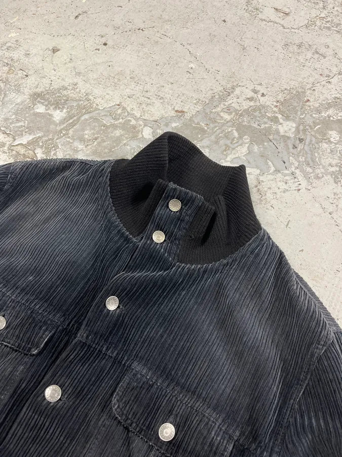 AW2003 Dolce & Gabbana Corduroy Buttoned Black Faded Jacket PrOZWUo 4