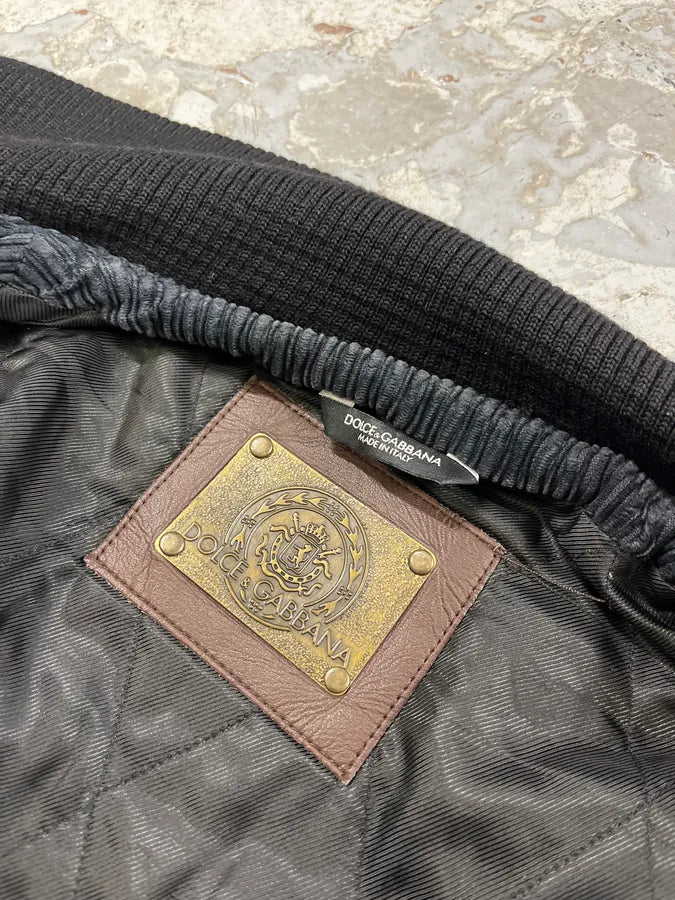 AW2003 Dolce & Gabbana Corduroy Buttoned Black Faded Jacket PrOZWUo 8