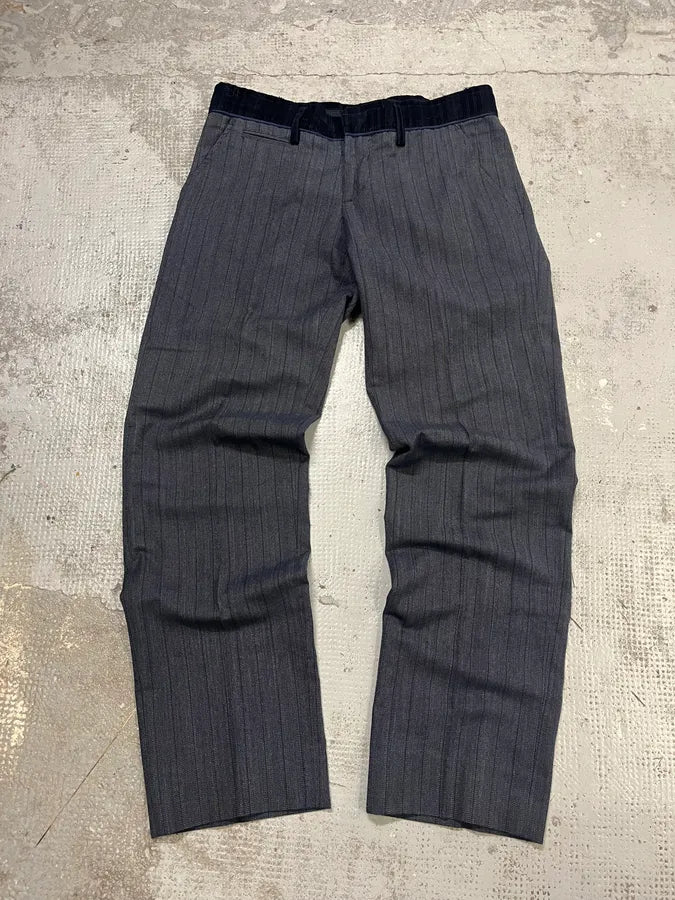 AW2003 Dolce & Gabbana Corduroy Waistband Grey Tailored Pants KreSDNu 0