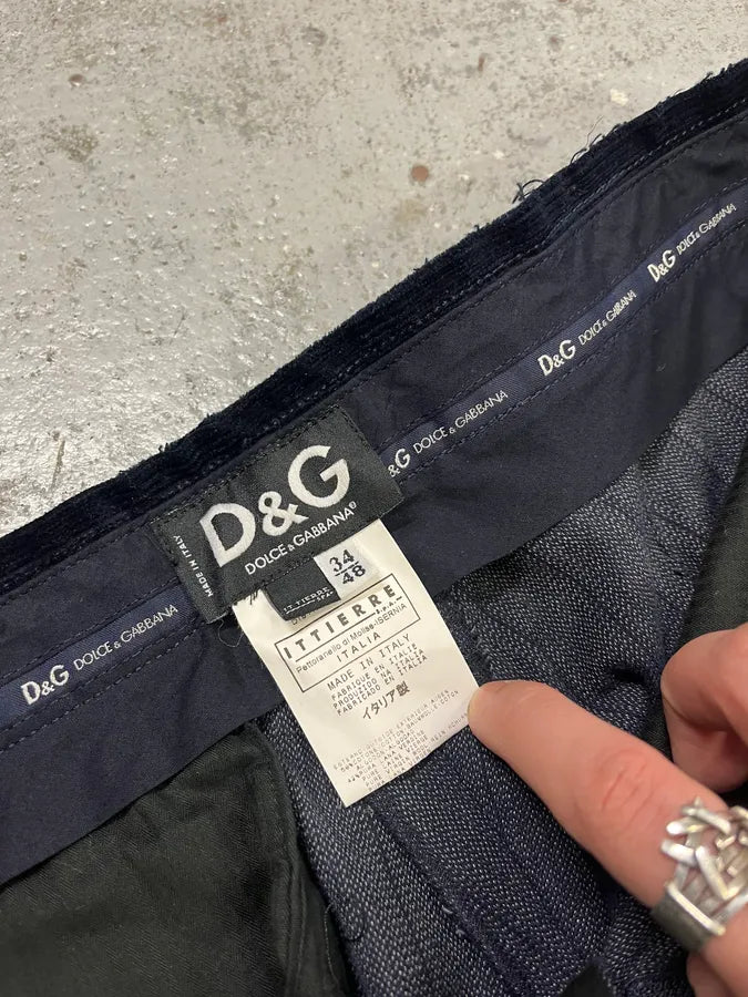 AW2003 Dolce & Gabbana Corduroy Waistband Grey Tailored Pants KreSDNu 11