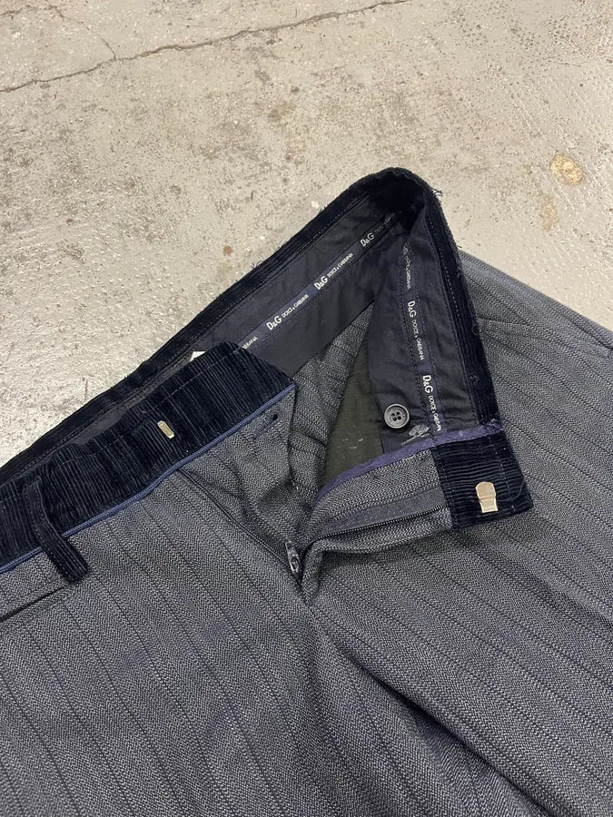 AW2003 Dolce & Gabbana Corduroy Waistband Grey Tailored Pants KreSDNu 9