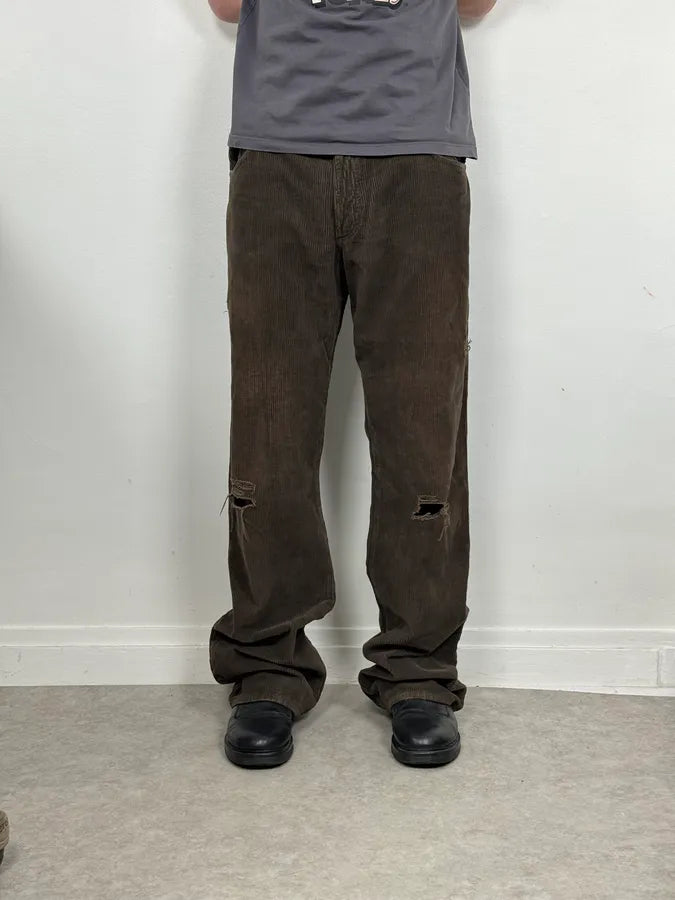 AW2003 Dolce & Gabbana Cozy Large Brown Velvet Pants OhjBqBs 1