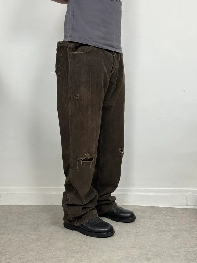 AW2003 Dolce & Gabbana Cozy Large Brown Velvet Pants OhjBqBs 2